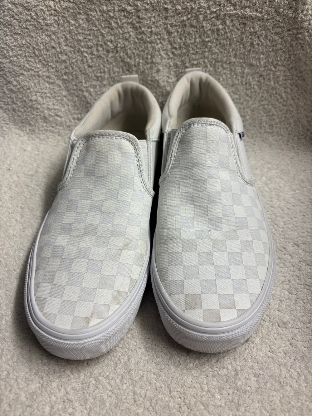 Vans Kids size 5 White Checkerboard Slip-On Sneakers